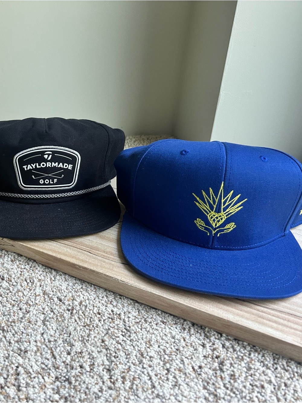 3 Men's Golf Snapback Hat Lot TaylorMade Rope Hat & Royal Blue Agave Cap - 3 Pac